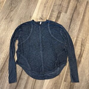 Free People Navy Long Sleeve Top